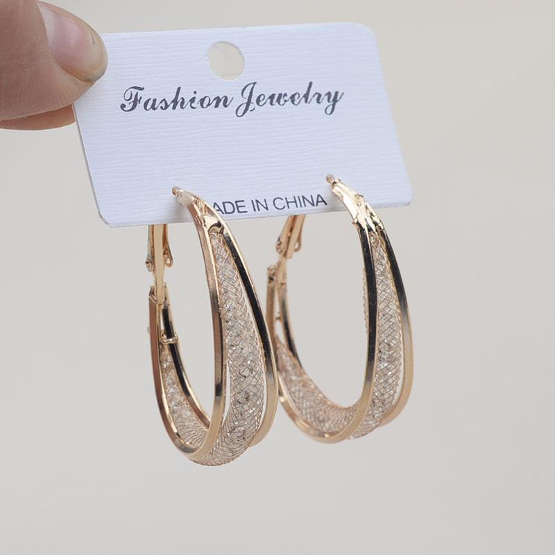 Boho-Silber-Oval-Ohrringe, große hängende Anti-Allergie-Silbernadel-Ohrringe, Creolen, modisches Kreis-Design, Luxus-Ohrringe rose gold