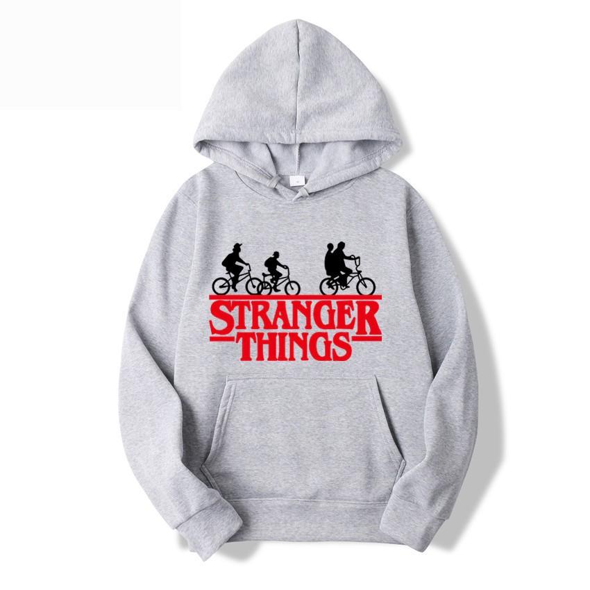 Stranger Things Herbst-Print Anime Hoodie Fleece Sweatshirt Kawaii Hoodies Jacke Jungen Pullover Y2k Sudadera Kinderkleidung Mädchen M licht grau