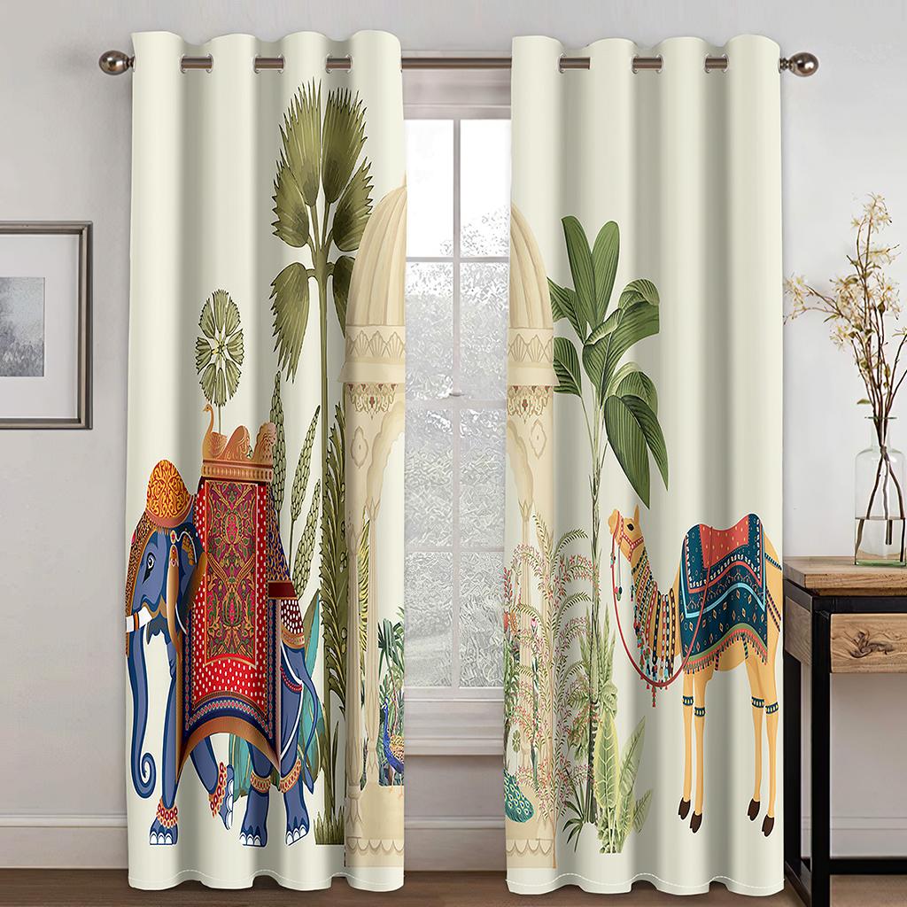 Pfauenfeder-Vorhänge, weiße Federn, 3D-Digitaldruck, Polyester-Vorhänge, luxuriöse dekorative Vorhänge für Wohnzimmer und Schlafzimmer, 2 Paneele 100W130H(CM)40x51in&Grommet Top white