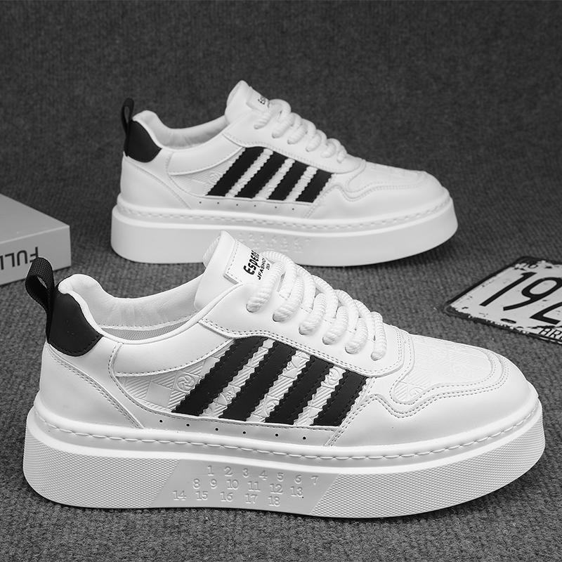 Mode Leder Männer Casual Schuhe Männer Skateboard Schuhe Weiß Plattform Laufschuhe Atmungsaktive Tennis Schuhe Dicke Sport Schuhe 39 white