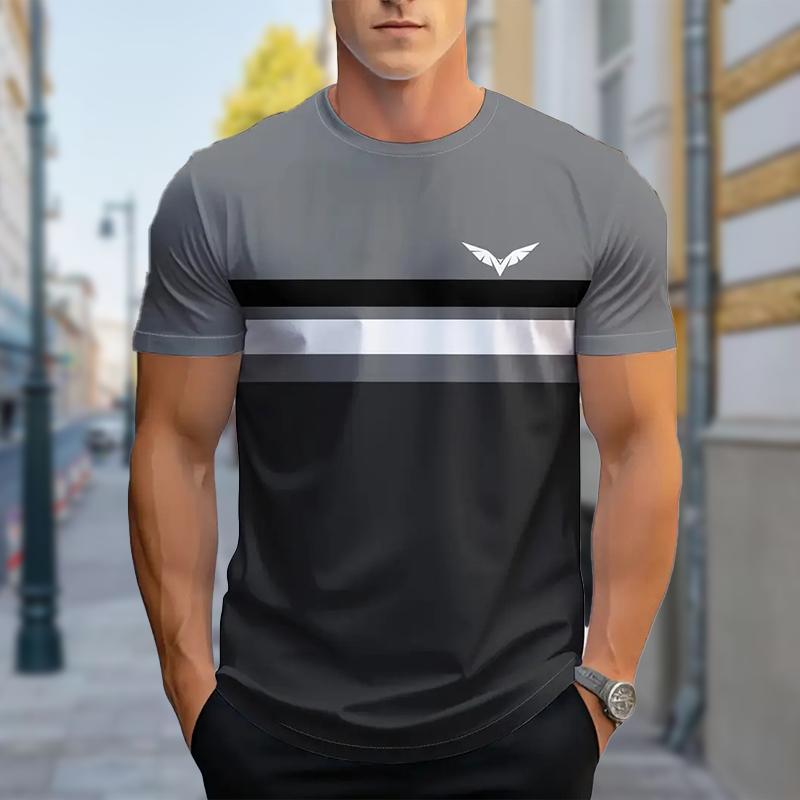 Neues Sommer-T-Shirt für Herrenmode Persönlichkeit Vielseitig bedrucktes Herren-T-Shirt Top 2XL grau