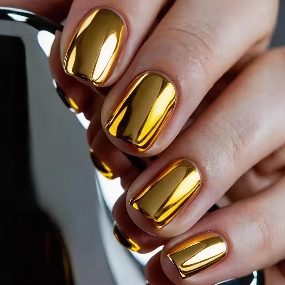 Schicke Europäische & Amerikanische Ins-Stil Goldbeschichtete Quadratische Nail Art Sticker - 24 Abnehmbare Tragbare Spitzen