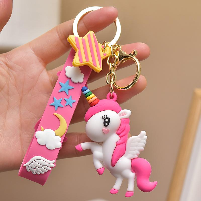 Cartoon Regenbogen Schlüsselanhänger süße Einhorn Auto Schlüsselanhänger kreative Tasche Anhänger Ring Geschenk rose rot
