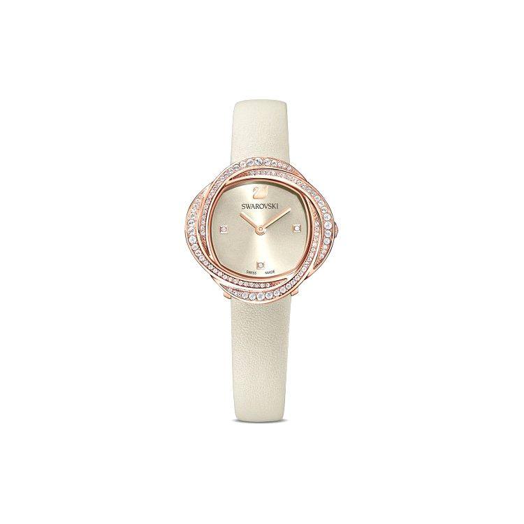 Swarovski Kristallblumen Uhr Quarzwerk Gold Zifferblatt Damenuhren 5552424 Gray