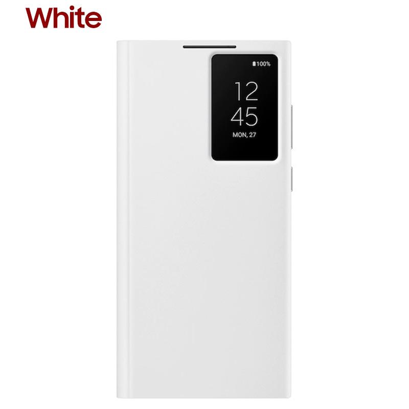 Smart View Spiegel Flip Case Hülle für Samsung Galaxy S22 Ultra 5G S22Ultra 5G Smart Clear View Handyhülle weiß