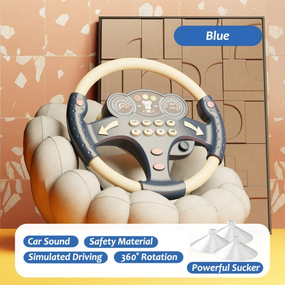 Copilot Kinderwagen Simulation Lenkrad Spielzeug Multifunktionales Copilot Lenkrad Jungen blau
