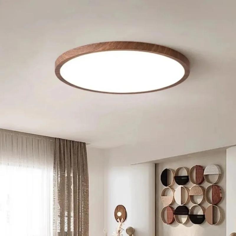 Kreisförmige LED-Deckenleuchte, moderne, schlichte Walnussholzmaserung, dekoratives Licht, Wohnzimmer, Schlafzimmer, Balkon, ultradünne Deckenleuchte Diameter -30cm