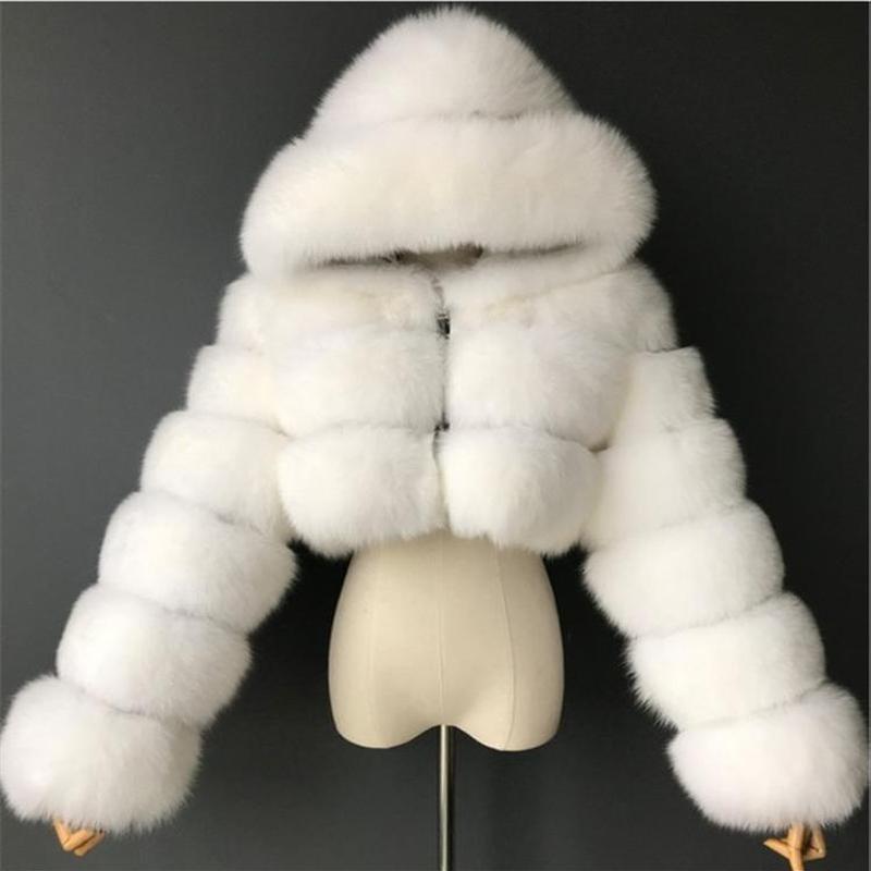 Frauen Mode Winter Faux Pelz Kurzen Mantel Flauschigen Zip Mit Kapuze Warme Kurze Jacke Winter Top Mode Frauen Nerz Mäntel M