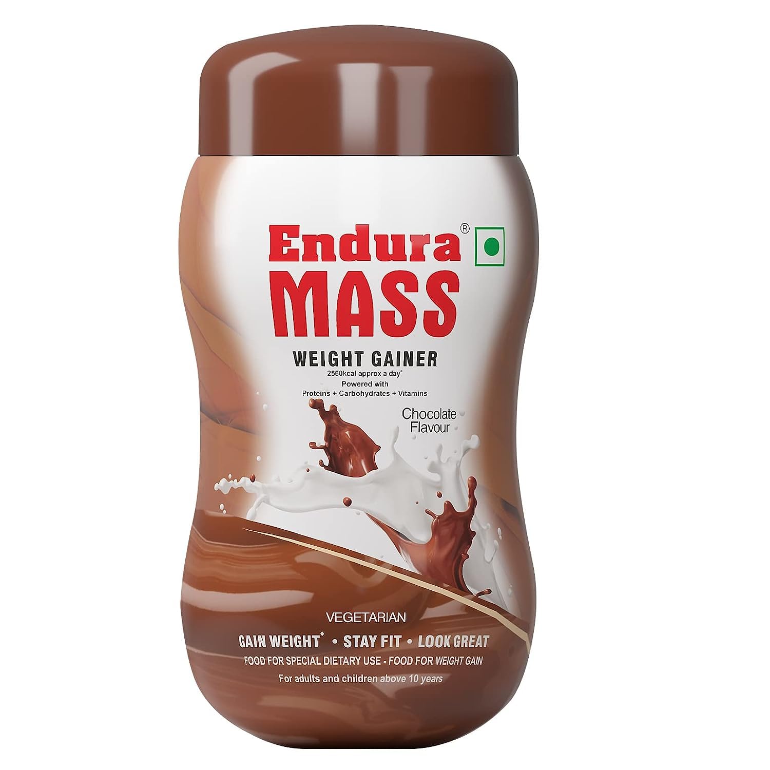 Endura Mass Weight Gainer Pulver 500 g Schokoladengeschmack Mit Protein, Kohlenhydraten, Vitaminen & Mineralstoffen Für Männer, Frauen, Kinder white