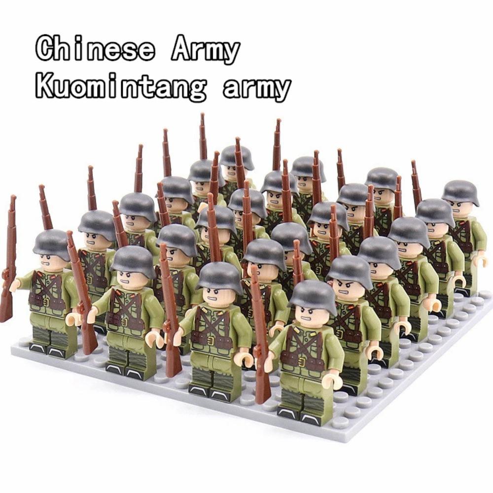 WW2 24 teile/los Militär Soldaten Bausteine ​​Set Waffen Sowjetischen USA UK China Frankreich Armee Action-figuren Ziegel Spielzeug Kinder geschenke bernstein