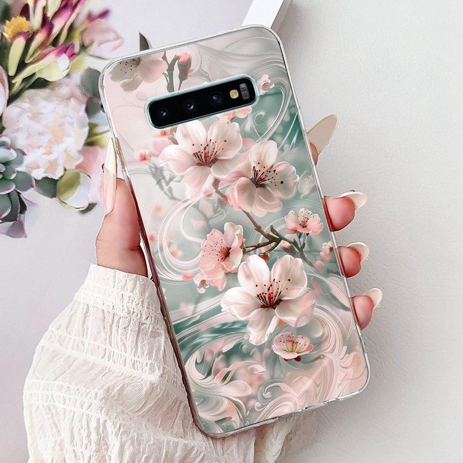 Für Samsung Galaxy S10+ S10 S10e Elegante Blume Schmetterling Handyhülle Für Samsung S10e S10 Plus S 10 4G Weiche Silikon TPU Hüllen S10 Plus