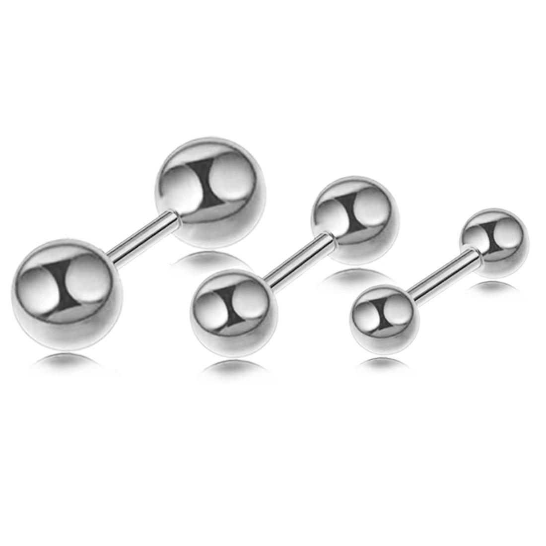 Mode Nagel Lip Körper Schmuck Stud Ohrring Unisex Titan Stahl 1 Paar Kleine Kugel Piercing Kleine Ohrringe Schrauben Medizinische Ohr Knochen 3mm silber