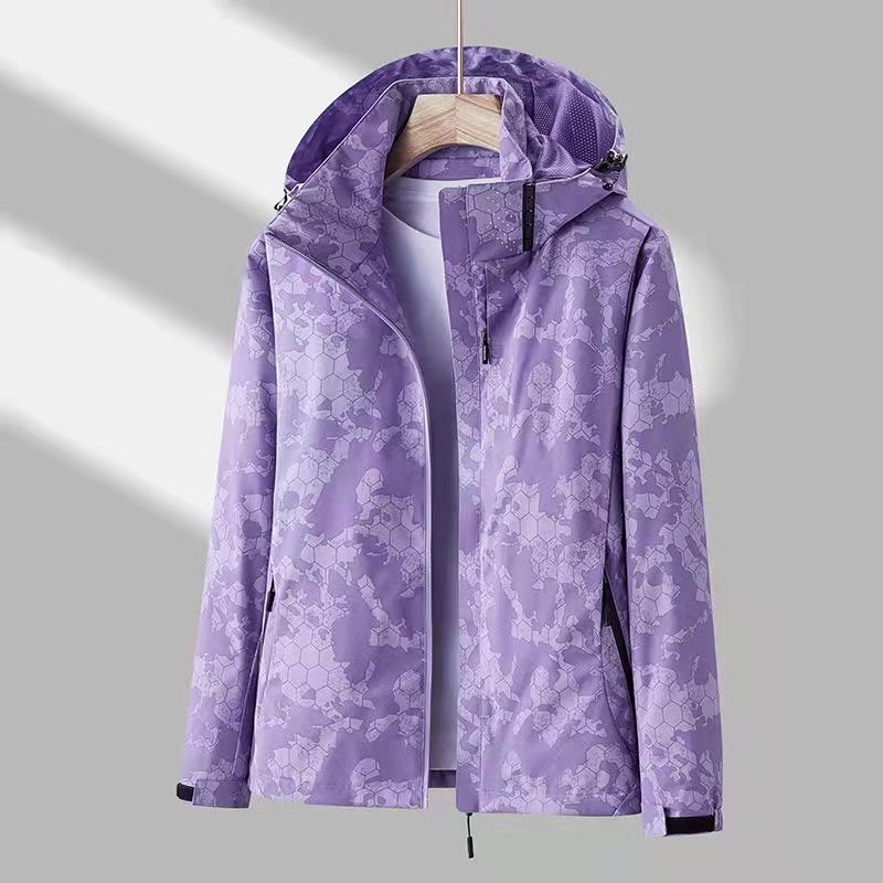 Gleiche Camouflage-Jacken für Herren und Damen, Frühling und Herbst, dünner Abschnitt, wasserdichte Windjacke zum Bergsteigen im Freien, Reise-Kapuzenjacke M