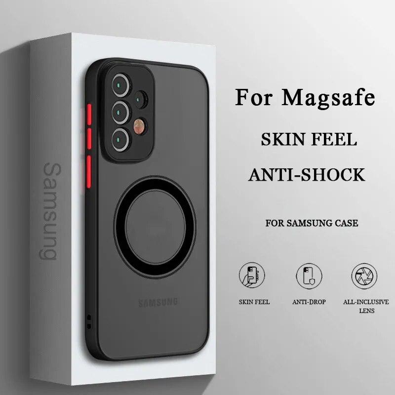 Geeignet für iPhone 15 14 13 Pro Samsung Galaxy S24 S23 S22 S21 Magnetische Handyhüllen A52 A53 A54 A34 A14 A24 Matte Anti-Fall-Schutzhülle Samsung Galaxy A14 schwarz