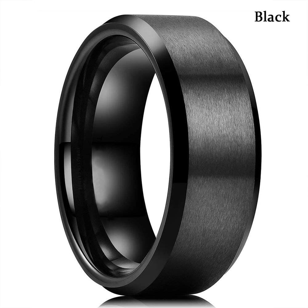 Modische kupferfarbene Herrenringe aus Edelstahl, hochglanzpoliert, mit doppelter Nut und blauem Opal-Inlay, Hochzeits- und Verlobungsringe für Damen 11 black