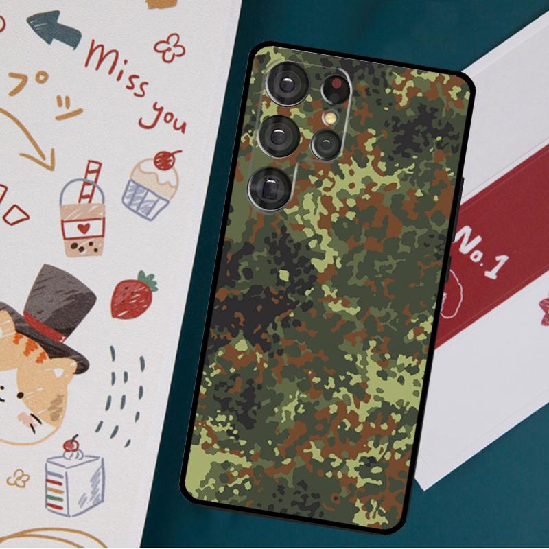 Flecktarn Camouflage Camo Hülle für Samsung Galaxy S23 S22 Ultra S21 S20 FE S9 S10 S22 Plus Note 20 Note 10 Plus Hülle Galaxy S23