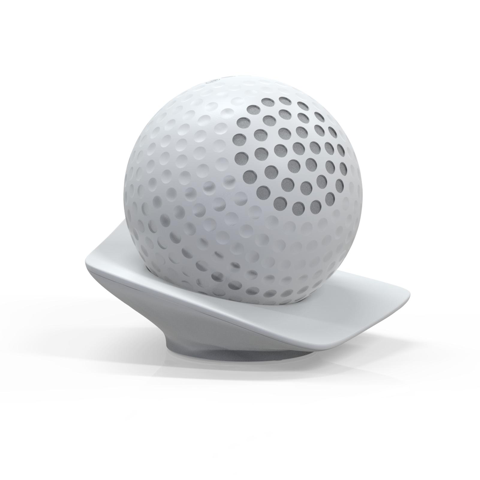 Tragbarer drahtloser BT5.0-Lautsprecher, exquisite Golfballform mit Basis, AUX-IN, kabelgebundener Lautsprecher für Zuhause weiß