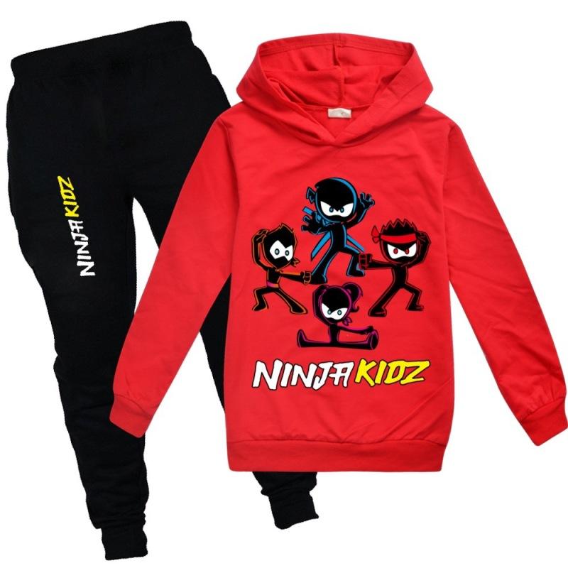 NINJA KIDZ Kinder Boutique Kleidung Großhandel Baumwolle Kinderkleidung Mädchen T-Shirt Hosenanzug Schule Jungen Outfit Baby Kinder Hoodies 100