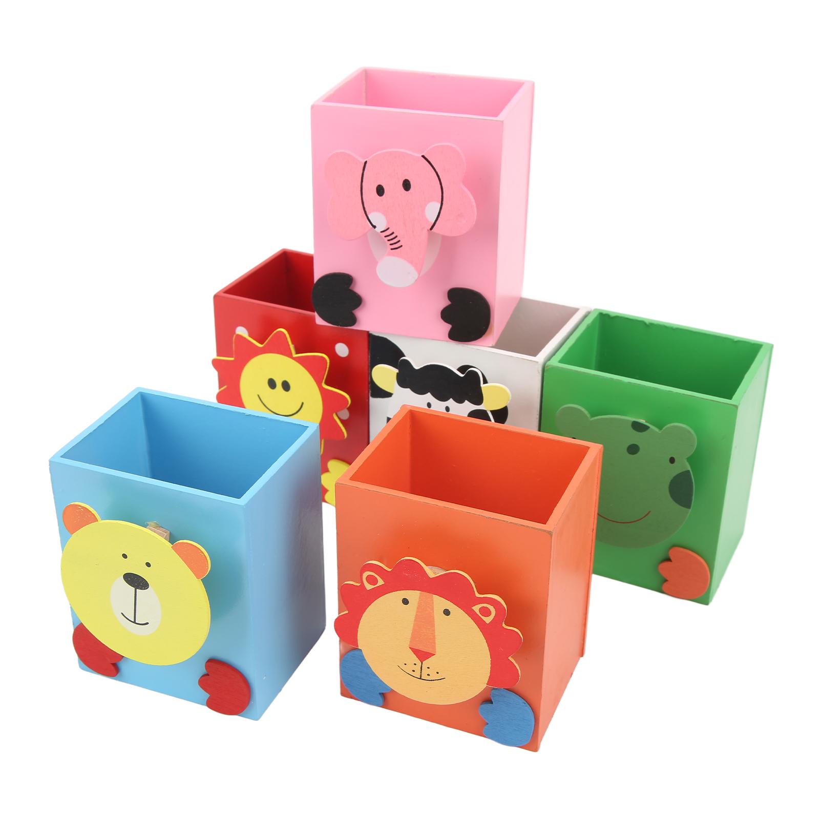 6 Stück Holz Stifthalter Niedlich Cartoon Bunt Holz Stifthalter Mit Nachricht Klammer Kunst Schulbedarf Schreibtisch Organizer