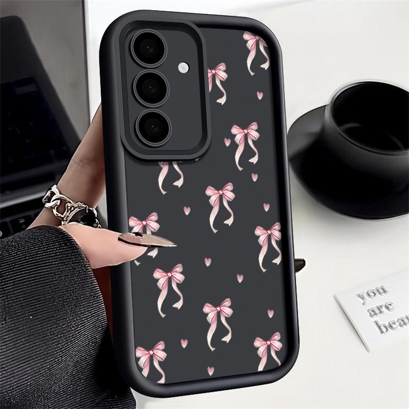Moderne Schleifenmuster Weiche Matte Hülle Für Samsung S25 Ultra S24 FE S26 S23 Plus A16 A56 A36 A55 A26 A06 A15 A35 A17 A37 A57 Stoßfeste TPU Handyhülle Samsung S23 FE schwarz