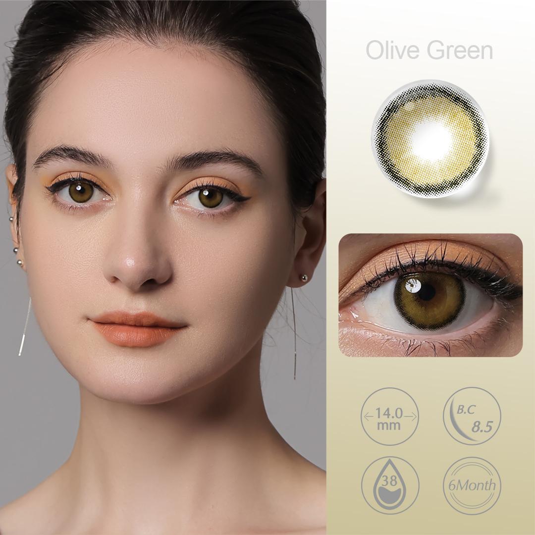 (0,00 ~ -6,00) Farbige Kontaktlinsen mit Sehstärke, Farbige Augenlinsen Für Sehkraft, Farbige Linsen Mit Dioptrien, Myopie-Kontaktlinsen 0.00 grün
