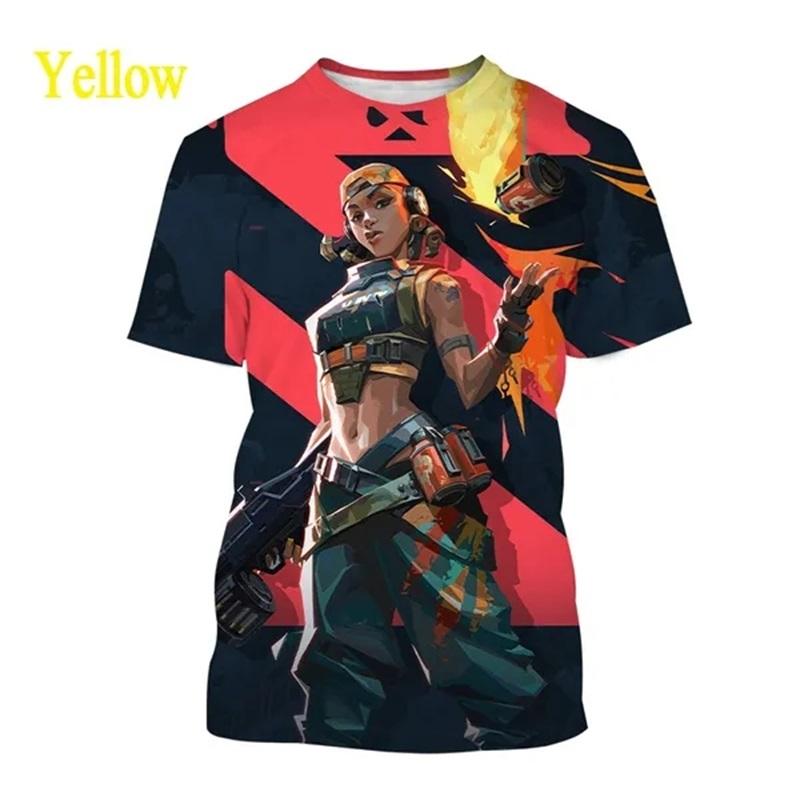 Beliebtes Spiel Valorant Muster Herren 3D-Druck Sommer Lässig Kurzarm T-Shirt 5XL