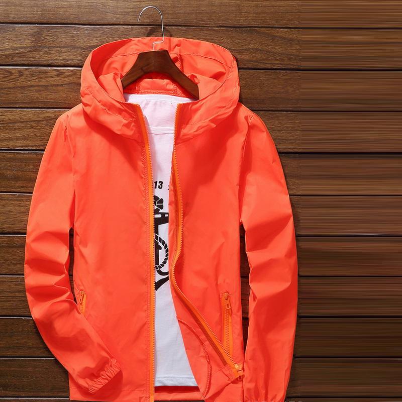 Schnelltrocknende Jacke Radfahren Laufen Sonnenschutz Wasserdicht UV Damen Herren Dünne Oberbekleidung Ultraleichte Jacke Herren Winddichte Jacke L orange