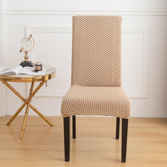 Spandex-Jacquard-Stuhlhussen, einfarbig, Stretch-Möbelschutz, Schonbezüge für Esszimmer, Hochzeit, abnehmbare Stuhlhussen 1-PCS beige