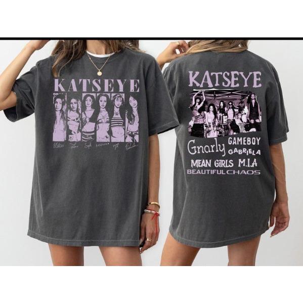 2026 Katseye 2-seitiges T-Shirt, Katseye Kpop-T-Shirt, Katseye Beautiful Chaos T-Shirt, Kpop Musik Fan Geschenke, Katseye Mädchen T-Shirt, Kpop Geburtstags-T-Shirt XXXL