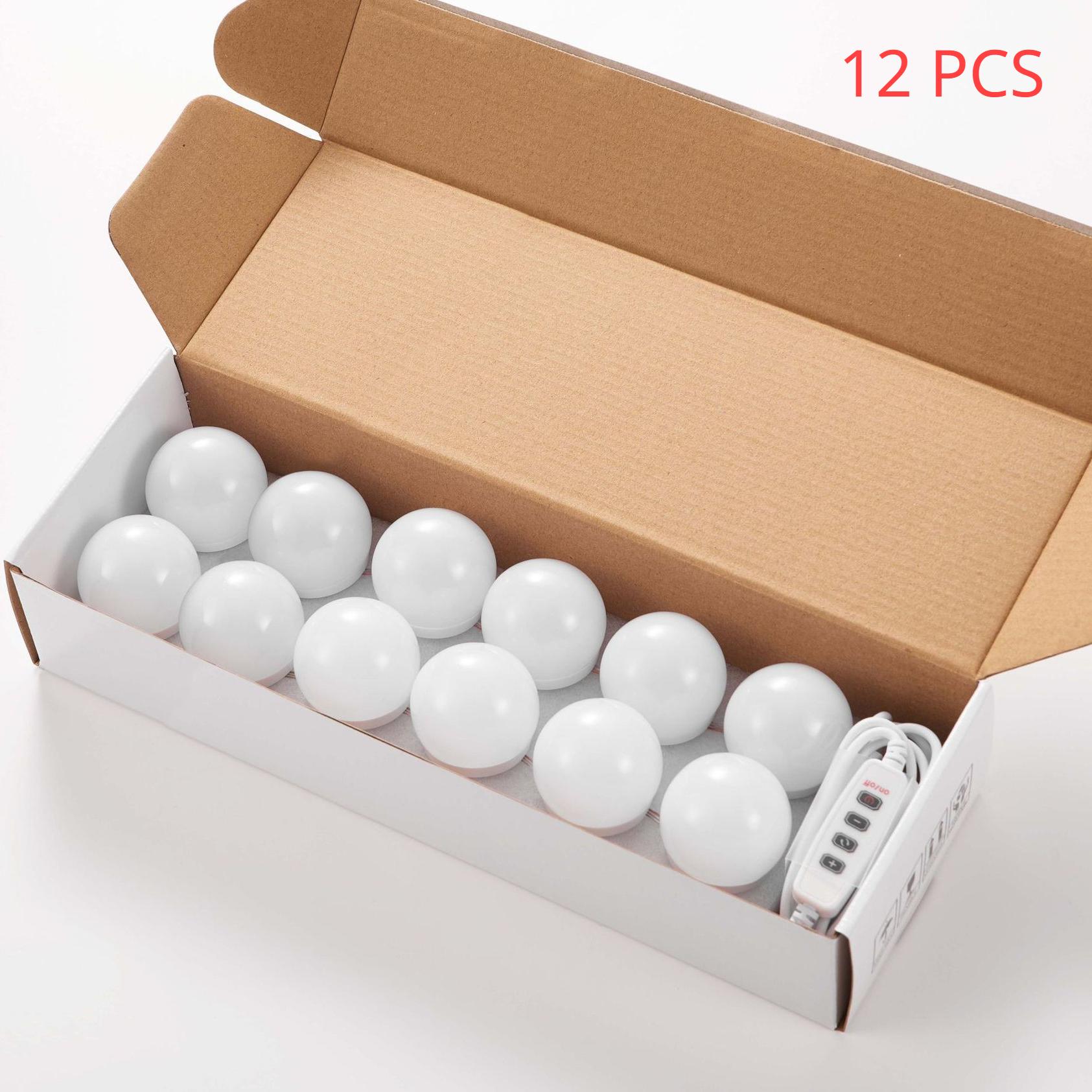 4/6/8/10/12/14 LED-Make-up-Licht-Set, USB-dimmbare Spiegellampen, Schminktisch-Beleuchtung, Lichter für Wand, Schminktisch, Badezimmer 12 PCS weiß