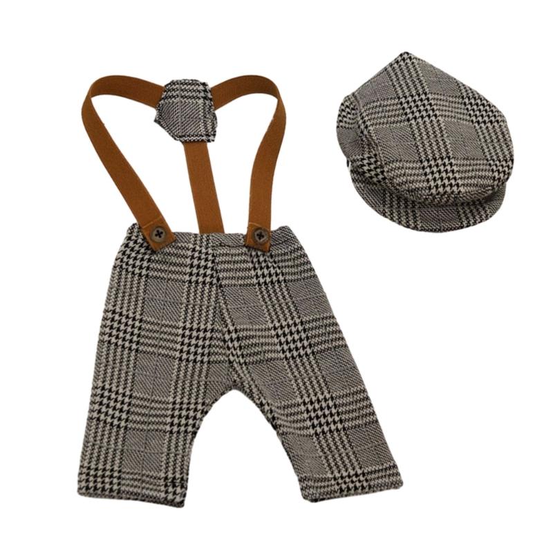 Neugeborenen Foto Requisiten Säugling Gentleman Stil Overall mit Hut Set für Baby Jungen Mädchen Fotografie für Unvergessliches Foto 1