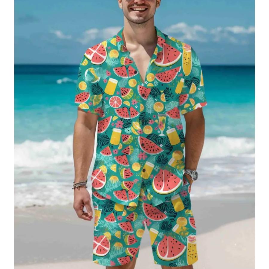 Sommer Graffiti 3D Druck Herren Hemd Sets Mode Kurzarmhemd Übergroße Strandshorts Streetwear Hawaiianische Anzüge Kleidung 3XL