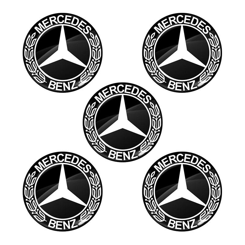 5/10 Stück 14mm Auto Schlüssel Emblem Aufkleber Auto Bedienungsschlüssel Logo Zubehör Für Mercedes Benz GLE GLC A B C E Klasse W176 W246 W205 W213 AMG Auto Styling 5pcs black