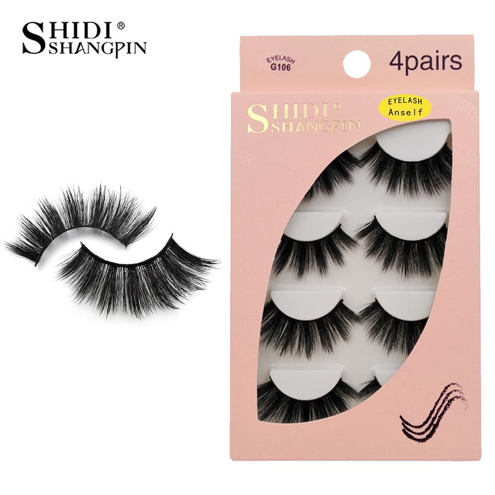 Frauen 4 Paare 3D Gefälschte Wimpern Falsche Wimpern für Augen Make-up Natürliche Lange Dicke Wimper für Schönheit G106