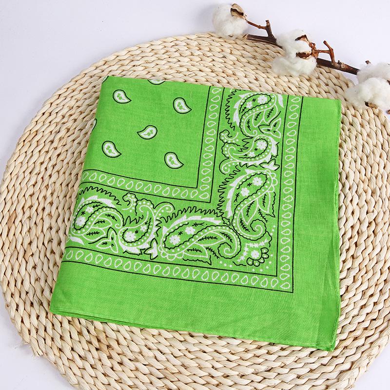 Neue Mode Hip Hop Baumwolle Bandana Square Schal Schwarz Rot Stirnband Gedruckt für Jungen/Mädchen hellgrüne