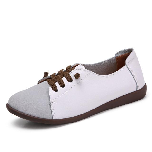 Leder Schuhe Frau Frühling Damen Schuhe Non-slip Wohnungen Lace Up Turnschuhe Frauen Oxford Schuhe Plus Größe Moccains damen schuhe 40 weiß