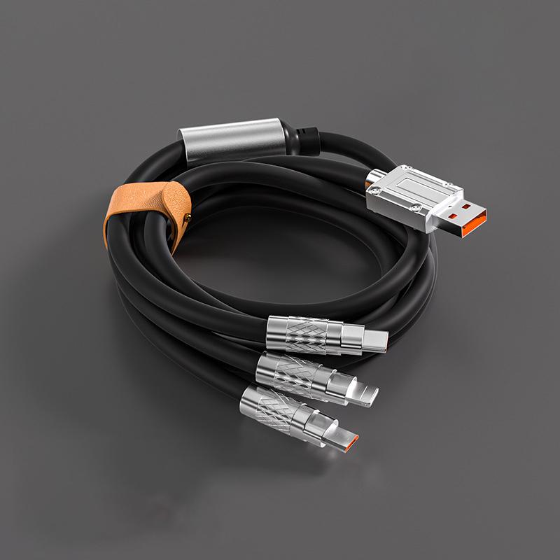 100/120 W 3-in-1-Ladekabel, 120 cm, Micro-USB/Typ-C, mehrere USB-Handy-Ladekabel für Xiaomi, Huawei, Samsung schwarz