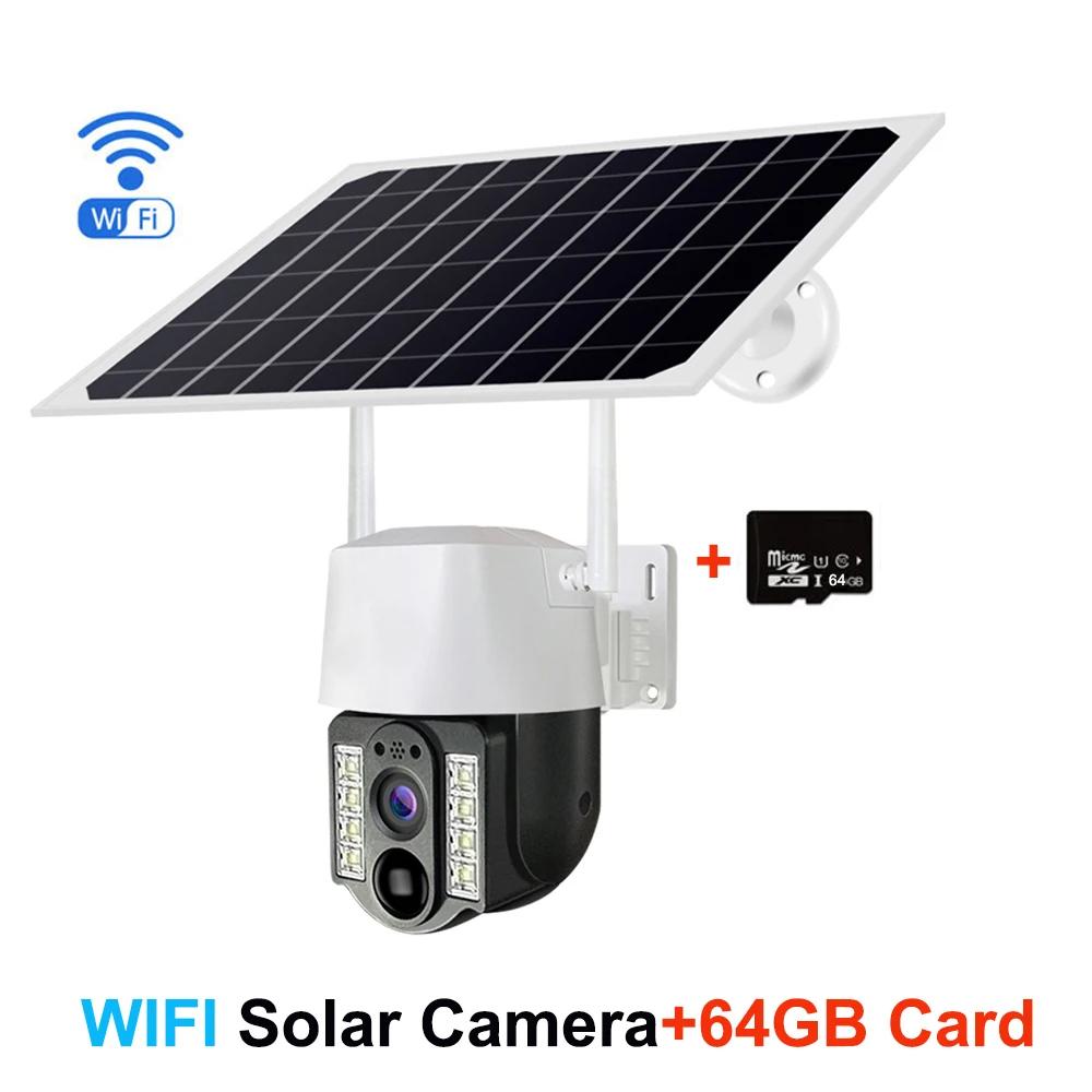 Neu 4K 8MP Outdoor HD Solar Kamera PTZ Wifi/4G Überwachung Monitor AI Menschen Tracking Wasserdichte Drahtlose Sicherheit cam HD Cam CCTV WIFI Cam 64GB Card