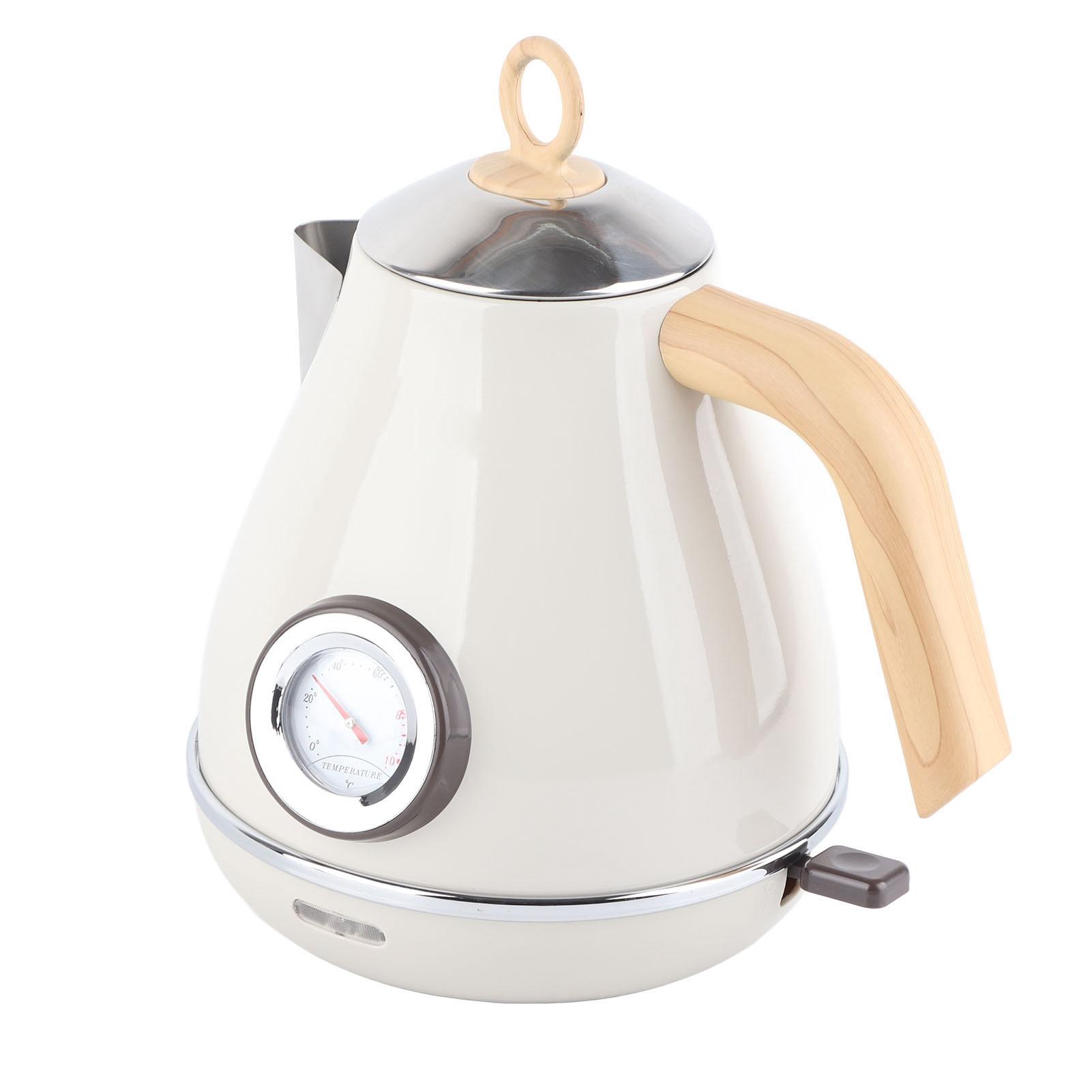 1,7 l Wasserkocher Retro Holzmaserung Trockengehschutz Home Wasserkocher mit Temperatur L weiß