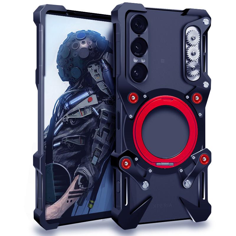 Für Sony Xperia 1 VII,1 VI Armor Metallhülle Abdeckung Magnetischer Randloser 360 Stoßfester Rotierender Ständer Bumper Hülle Sony Xperia 1 VI schwarz