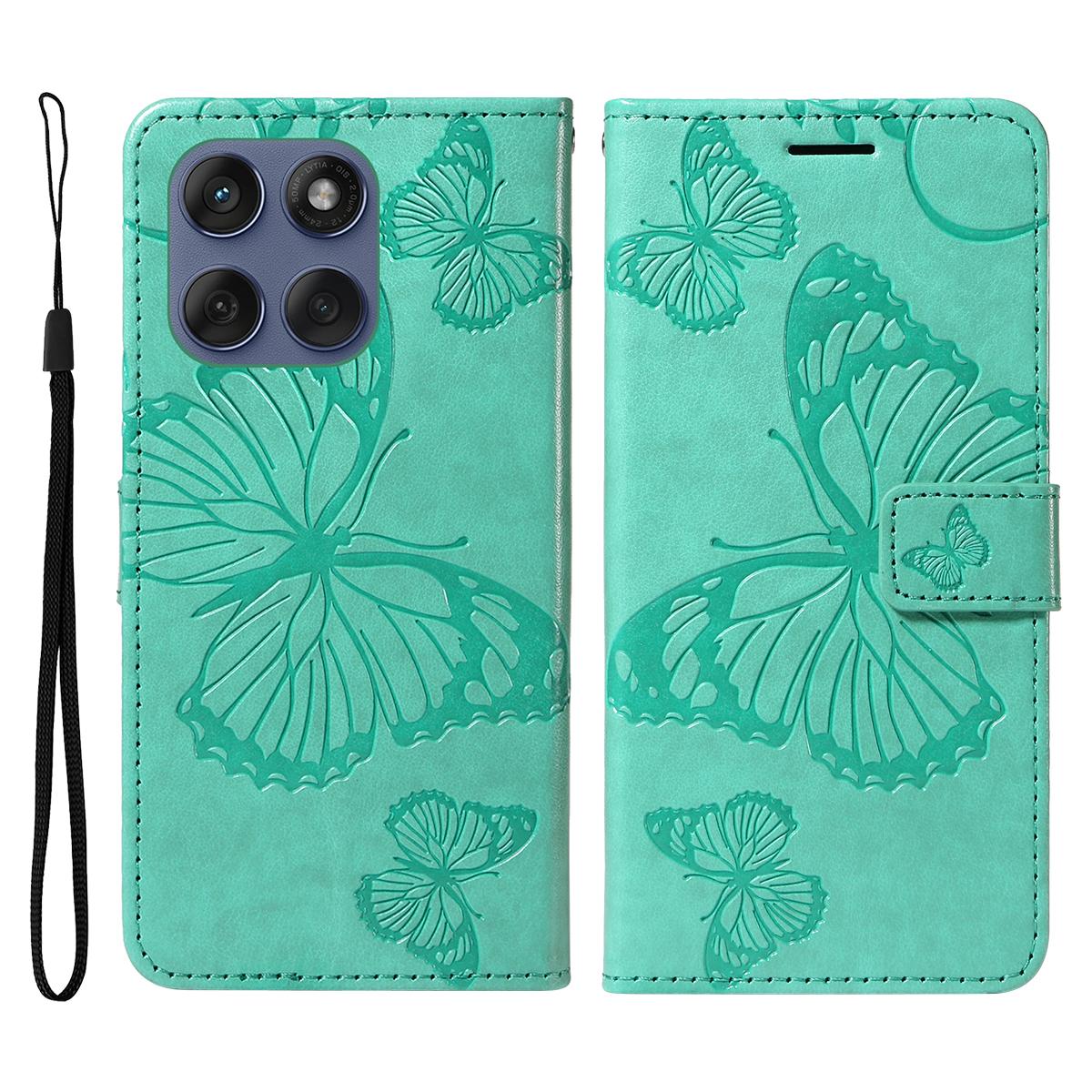 Für Motorola Edge 60 5G/Motorola Edge 60 Pro 5G/Motorola Edge (2025) 5G/Motorola Edge 60 Fusion 5G Brieftasche Hülle Floral Ständer Green