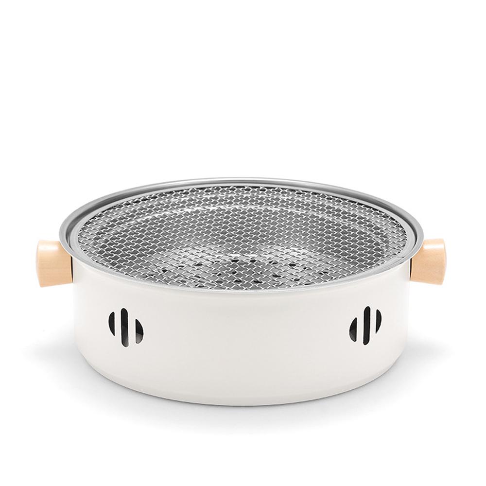 Camping-Grillofen, tragbarer Holzkohlegrill, geteilter Edelstahlgrill für Outdoor-Camping weiß