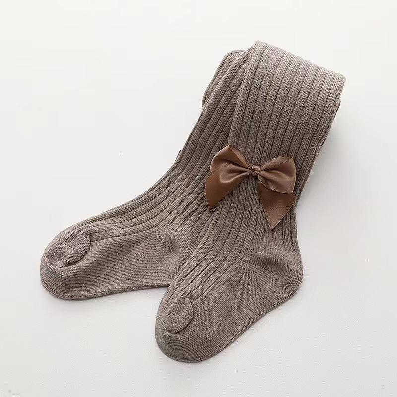Strumpfhosen für Säuglinge Neugeborene Kleinkinder Baumwolle Eng für Kinder Frühling Herbst Baby Mädchen Strumpfhosen Schöne Bowknot Mesh M kaffeebraun