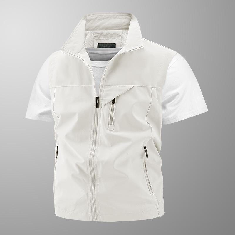 Herren-Sommerweste für Outdoor-Fotografie und Angeln – atmungsaktive Arbeitskleidung mit mehreren Taschen für Männer mittleren Alters und junge Männer 3XL weiß