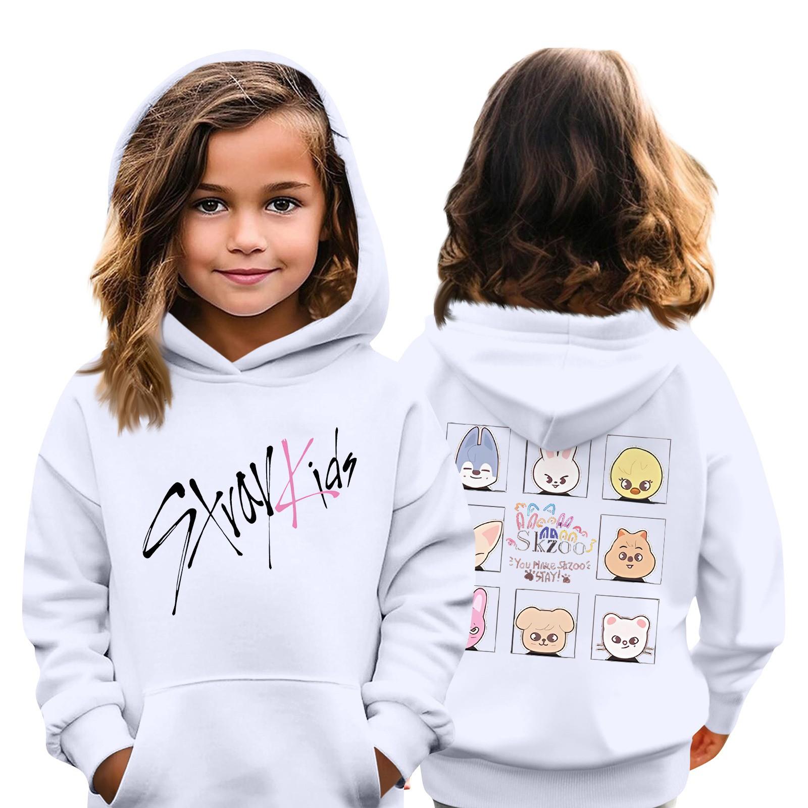 Kindermode Casual Top Stray Kids Korean Combo Printed Pullover Sweatshirt 160 weiß