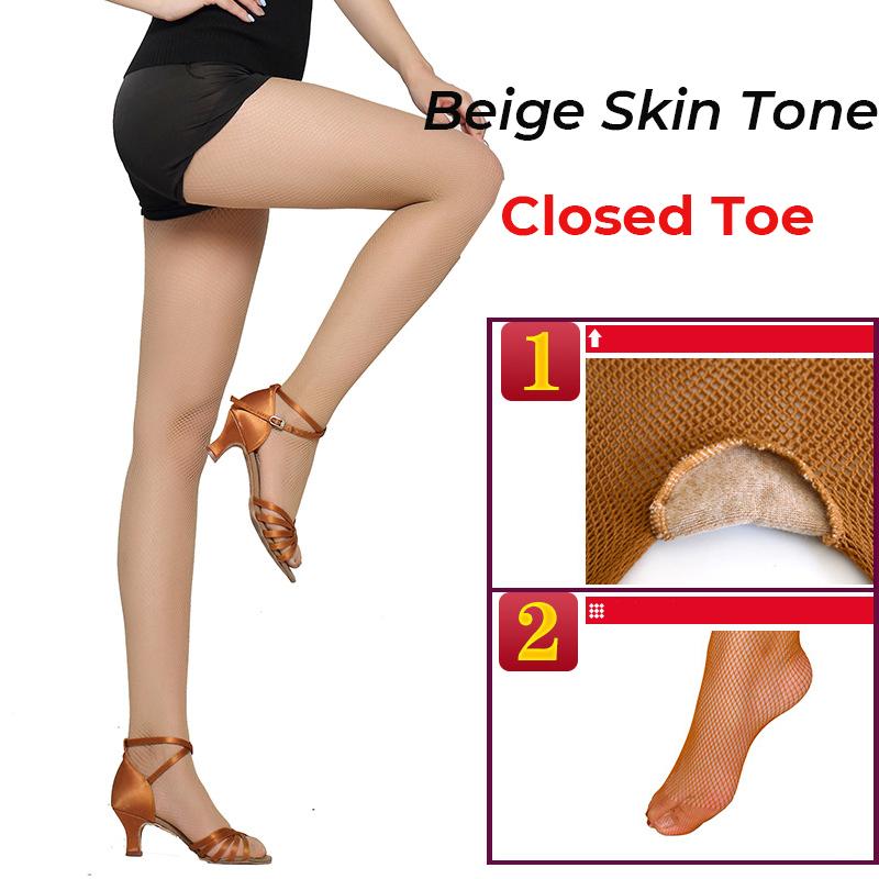Damen Kinder Weiche Netz Strumpfhosen für Lateinamerikanischen Tanz Fischernetze Strumpfhosen Geschlossene Zehen und Offene Zehen für Standard und Salsa Tanzen Basic Nylon Strumpfhosen Adult 140-170cm