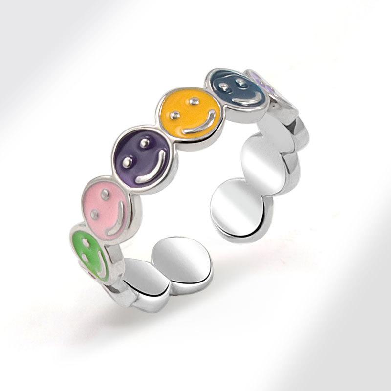 Farbe tropfender Liebes-offener Ring Damen-Nische High-End-Licht Luxus Emaille-Ring Schmuck adjustable