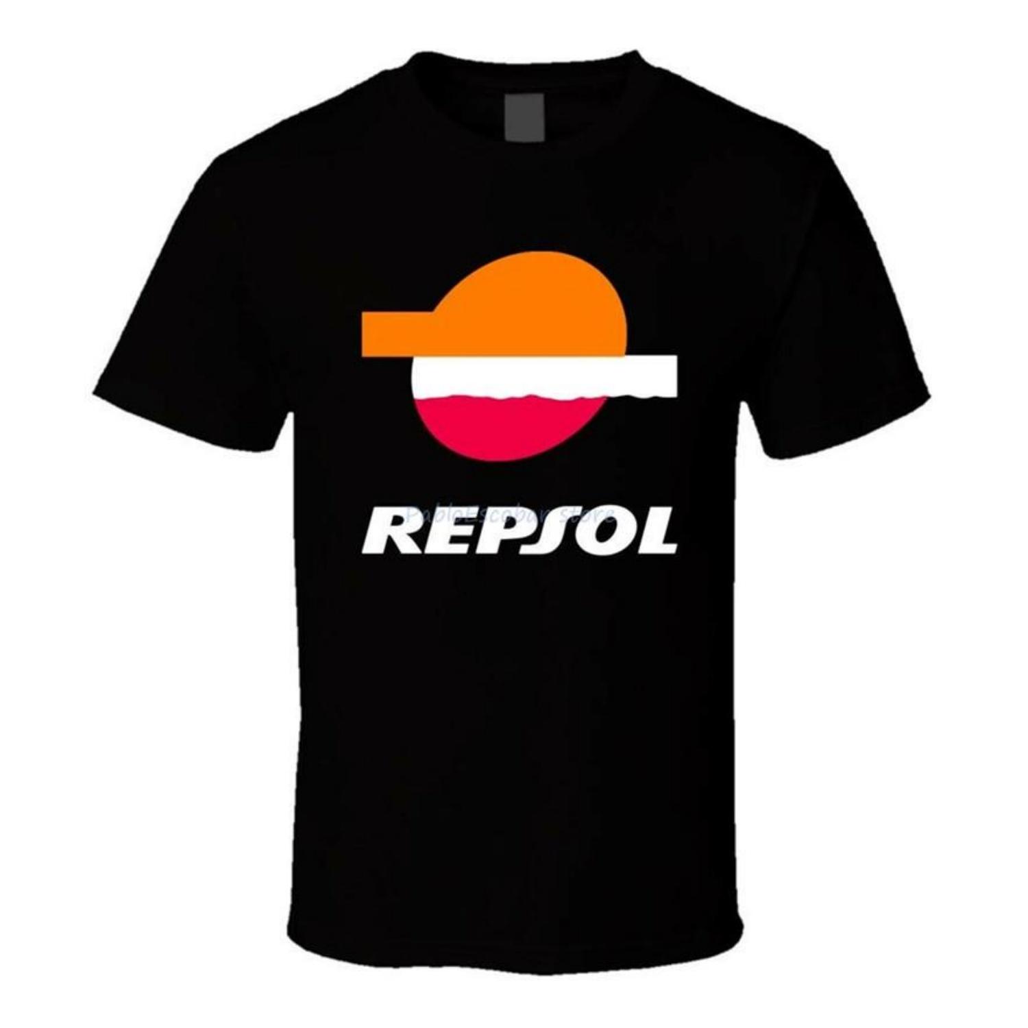 Neues Repsol Logo Shirt Schwarz Weiß T-Shirt Herren Oberteile Neu Unisex Lustiges T-Shirt Männlich Neues T-Shirt Mode Oberteil T-Shirts XXXXL schwarz