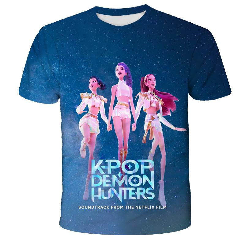 Mädchen Jungen T-Shirt K-Pop Dämonenjäger Kinderbekleidung T-Shirts Niedlicher Cartoon-Print Tee Tops 150