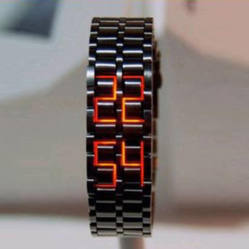 Vollstahl-Herrenuhr, Herrenuhr, modische Armbanduhr rot/schwarz